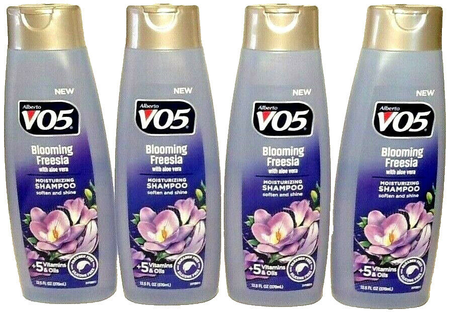 (4) V05 - Blooming Freesia SHAMPOO with Aloe Vera - 12.5 + 20% = 15 Oz - VO5