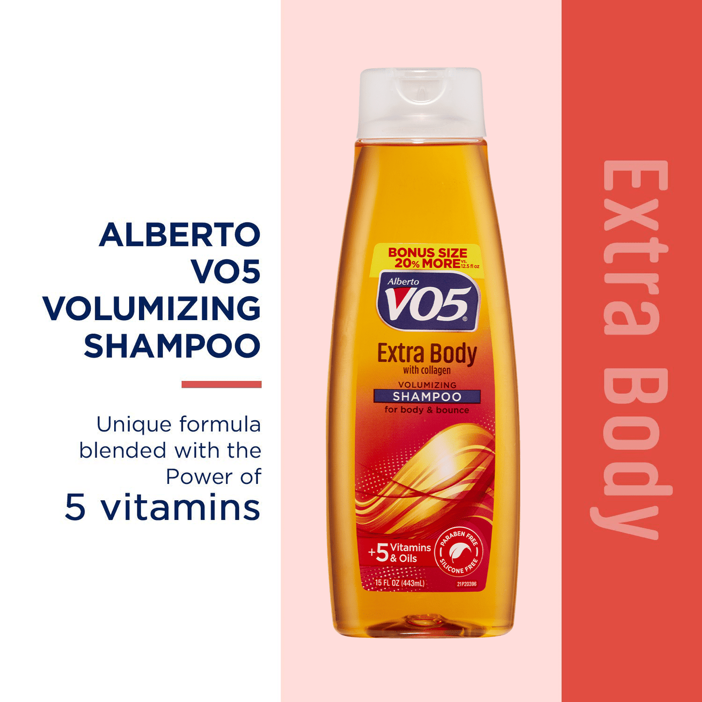 Alberto VO5 Shampoo, Extra Body, Volumizing, Bonus Size - 15 Fl Oz