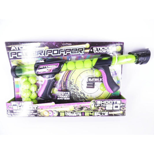 Atomic Power Popper Toy Blaster with Peel + Stick Targets 24 Balls Ages 4+