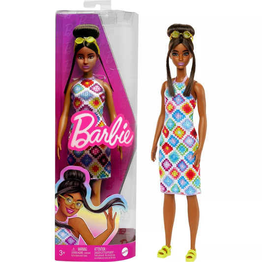 Barbie Fashionistas Doll #210 with Bun and Crochet Halter Dress