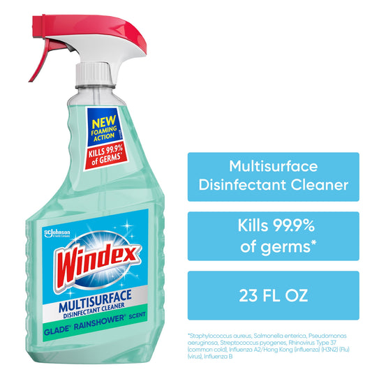 Windex Disinfectant Cleaner, Multi-Surface Spray, Glade Rainshower Scent, 23 fl oz